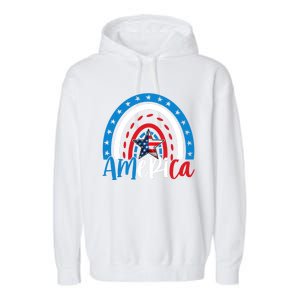 America American Flag Patriotic 4th Of July Rainbow Meaningful Gift Garment-Dyed Fleece Hoodie