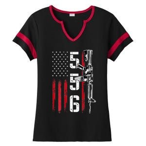 Ar15 American Flag Ar15 Rifle Gun Owner Back Ladies Halftime Notch Neck Tee