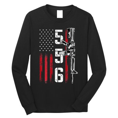 Ar15 American Flag Ar15 Rifle Gun Owner Back Long Sleeve Shirt