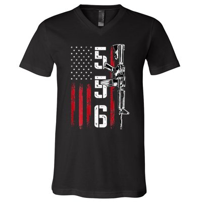 Ar15 American Flag Ar15 Rifle Gun Owner Back V-Neck T-Shirt