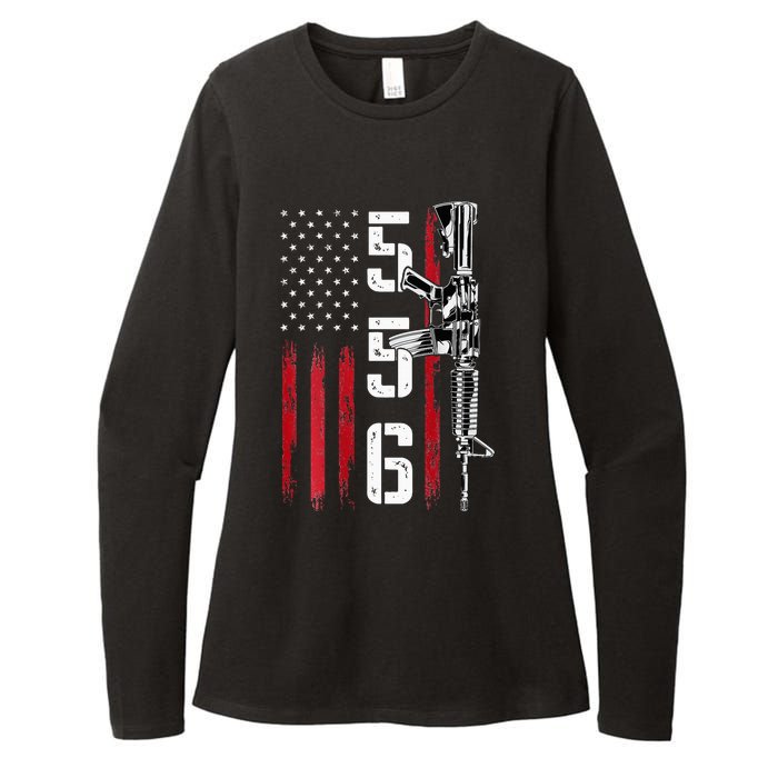 Ar15 American Flag Ar15 Rifle Gun Owner Back Womens CVC Long Sleeve Shirt