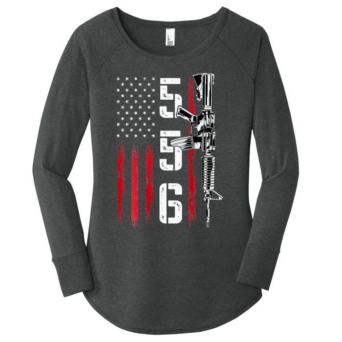 Ar15 American Flag Ar15 Rifle Gun Owner Back Women's Perfect Tri Tunic Long Sleeve Shirt