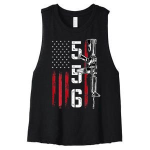 Ar15 American Flag Ar15 Rifle Gun Owner Back Women's Racerback Cropped Tank