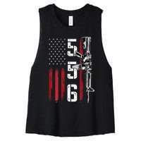 Ar15 American Flag Ar15 Rifle Gun Owner Back Women's Racerback Cropped Tank