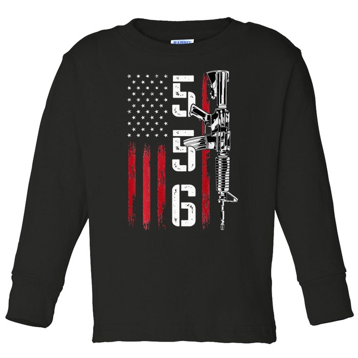 Ar15 American Flag Ar15 Rifle Gun Owner Back Toddler Long Sleeve Shirt