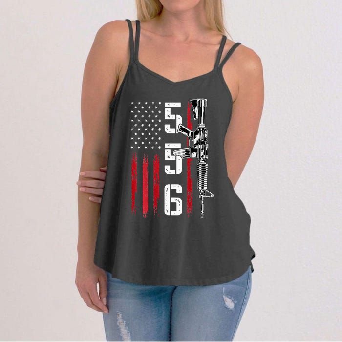 Ar15 American Flag Ar15 Rifle Gun Owner Back Women's Strappy Tank