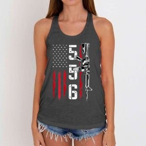 Ar15 American Flag Ar15 Rifle Gun Owner Back Women's Knotted Racerback Tank