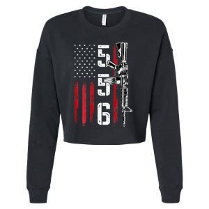 Ar15 American Flag Ar15 Rifle Gun Owner Back Cropped Pullover Crew