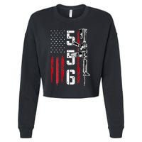 Ar15 American Flag Ar15 Rifle Gun Owner Back Cropped Pullover Crew