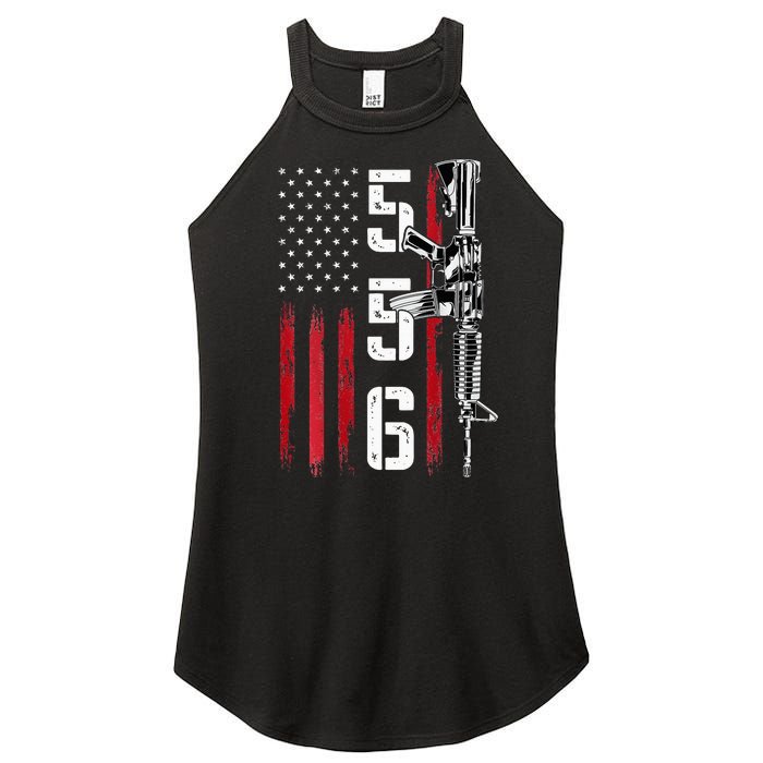 Ar15 American Flag Ar15 Rifle Gun Owner Back Women's Perfect Tri Rocker Tank