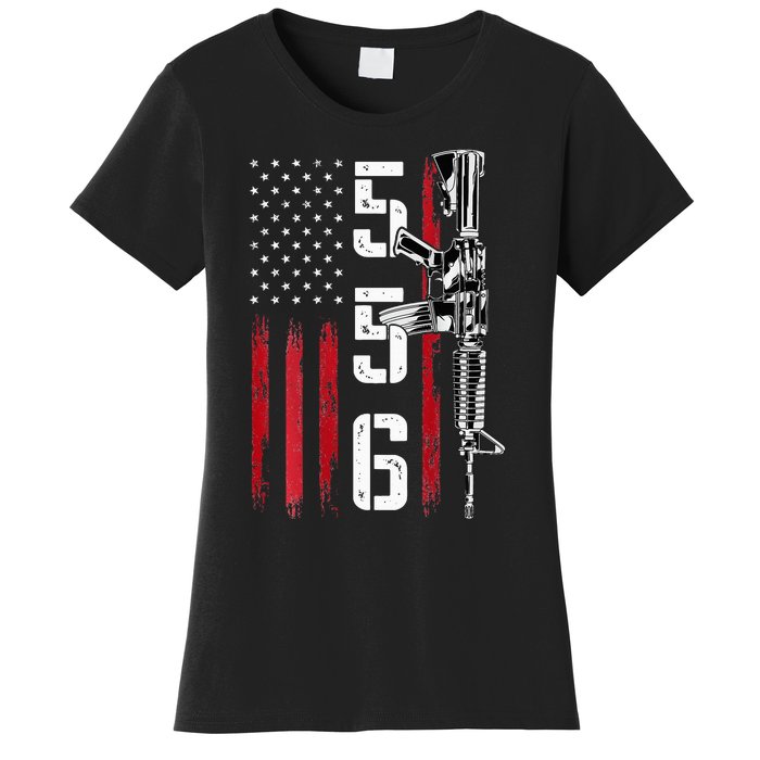 Ar15 American Flag Ar15 Rifle Gun Owner Back Women's T-Shirt