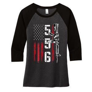 Ar15 American Flag Ar15 Rifle Gun Owner Back Women's Tri-Blend 3/4-Sleeve Raglan Shirt