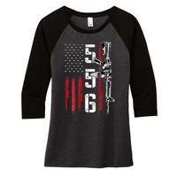 Ar15 American Flag Ar15 Rifle Gun Owner Back Women's Tri-Blend 3/4-Sleeve Raglan Shirt