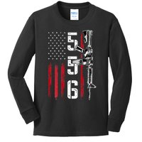 Ar15 American Flag Ar15 Rifle Gun Owner Back Kids Long Sleeve Shirt