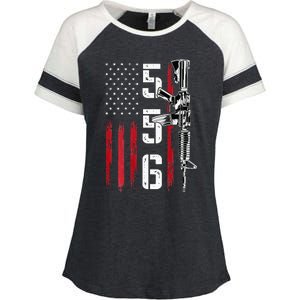 Ar15 American Flag Ar15 Rifle Gun Owner Back Enza Ladies Jersey Colorblock Tee