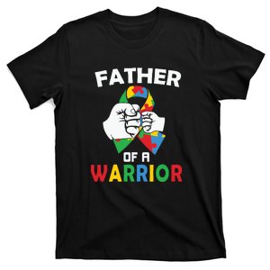 Autism Awareness Father Of The Warrior Autism Ribbon Puzzle T-Shirt