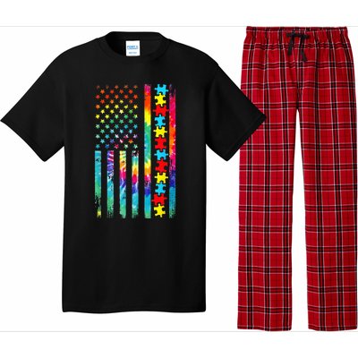 Autism American Flag Tie Dye Autism Awareness Pajama Set