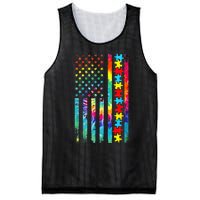 Autism American Flag Tie Dye Autism Awareness Mesh Reversible Basketball Jersey Tank