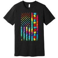 Autism American Flag Tie Dye Autism Awareness Premium T-Shirt