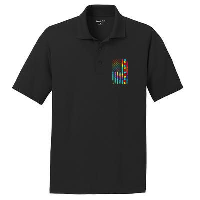 Autism American Flag Tie Dye Autism Awareness PosiCharge RacerMesh Polo