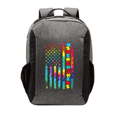 Autism American Flag Tie Dye Autism Awareness Vector Backpack