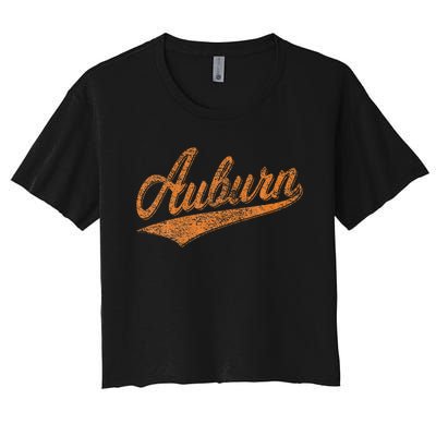 Auburn Alabama Flag Classic Vintage Sports Script Jersey Women's Crop Top Tee