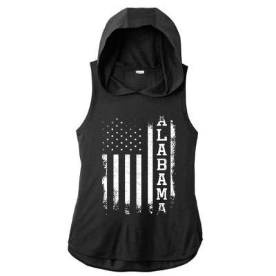 Alabama American Flag Vintage Ladies PosiCharge Tri-Blend Wicking Draft Hoodie Tank