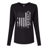 Alabama American Flag Vintage Womens Cotton Relaxed Long Sleeve T-Shirt