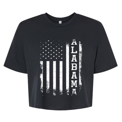 Alabama American Flag Vintage Bella+Canvas Jersey Crop Tee