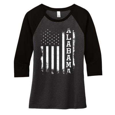 Alabama American Flag Vintage Women's Tri-Blend 3/4-Sleeve Raglan Shirt