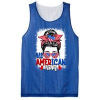 All American Flag Mom Messy Bun Mama 4th Of July Mommy Great Gift Mesh Reversible Basketball Jersey Tank