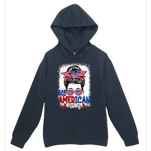 All American Flag Mom Messy Bun Mama 4th Of July Mommy Great Gift Urban Pullover Hoodie