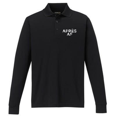 Apres Af Funny Skiing Ski Snowboarding Winter Sports Ice Funny Gift Performance Long Sleeve Polo