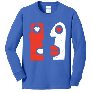 Abstract Art Face Valentines Day Drawing Painting Heart Funny Gift Kids Long Sleeve Shirt