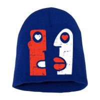 Abstract Art Face Valentines Day Drawing Painting Heart Funny Gift Short Acrylic Beanie