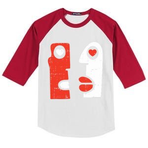 Abstract Art Face Valentines Day Drawing Painting Heart Funny Gift Kids Colorblock Raglan Jersey