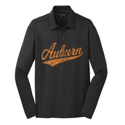 Auburn Alabama Flag Classic Vintage Sports Script Jersey Silk Touch Performance Long Sleeve Polo