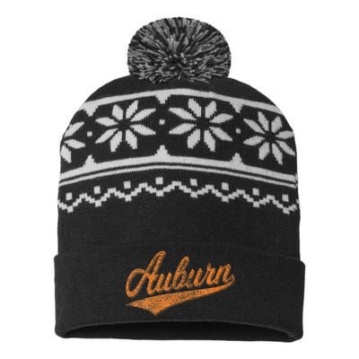 Auburn Alabama Flag Classic Vintage Sports Script Jersey USA-Made Snowflake Beanie