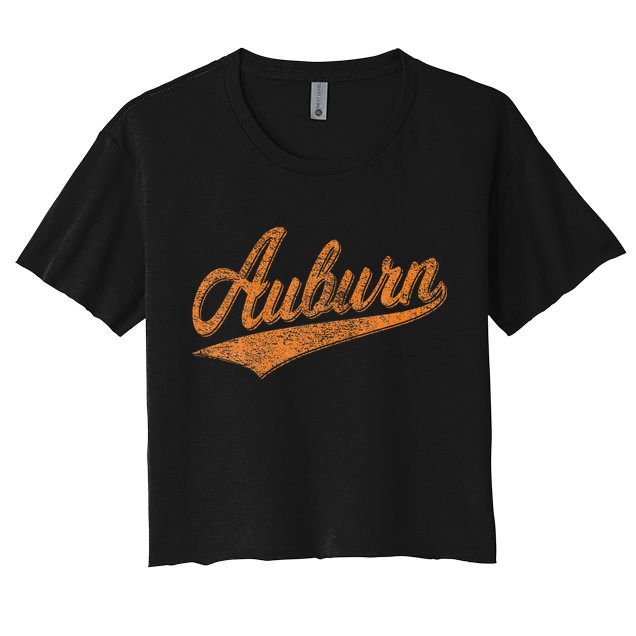 Auburn Alabama Flag Classic Vintage Sports Script Jersey Crop Top
