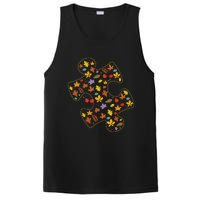 Autism Awareness Fall Leaf Autumn Thanksgiving Puzzle Piece PosiCharge Competitor Tank