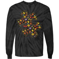 Autism Awareness Fall Leaf Autumn Thanksgiving Puzzle Piece Tie-Dye Long Sleeve Shirt