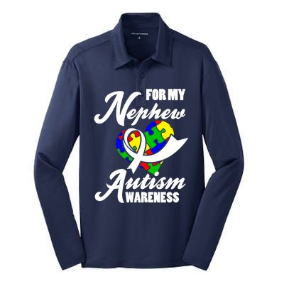 Autism Awareness For My Nephew Autist Silk Touch Performance Long Sleeve Polo