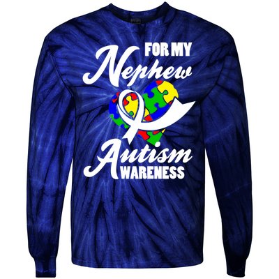 Autism Awareness For My Nephew Autist Tie-Dye Long Sleeve Shirt