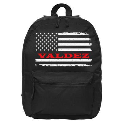 Alaska American Flag Valdez USA Patriotic Souvenir 16 in Basic Backpack