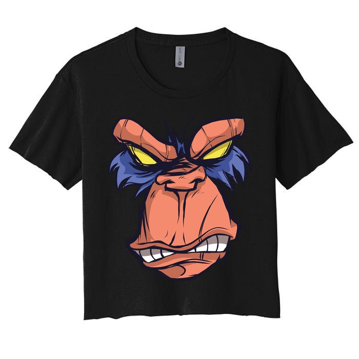 Angry Ape Face Women's Crop Top Tee