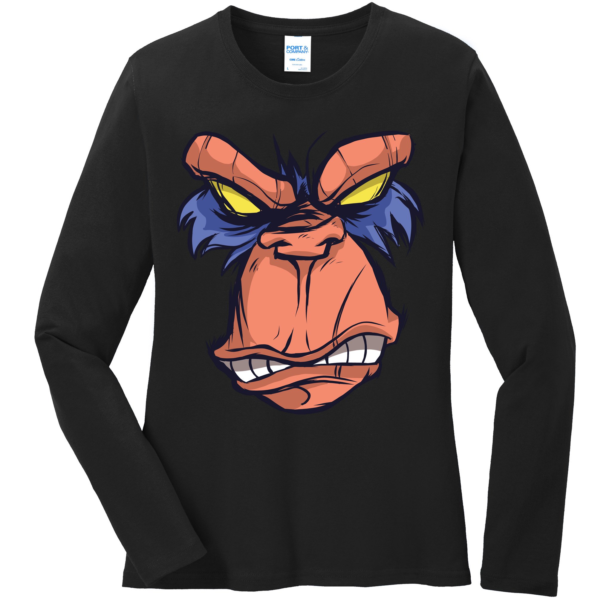 Angry Ape Face Ladies Long Sleeve Shirt