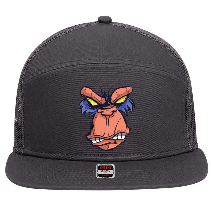 Angry Ape Face 7 Panel Mesh Trucker Snapback Hat
