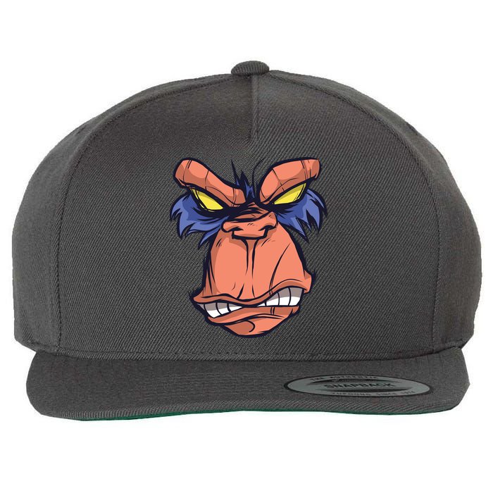 Angry Ape Face Wool Snapback Cap