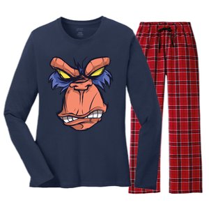 Angry Ape Face Women's Long Sleeve Flannel Pajama Set 