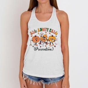 All About Fall Prevention Physical Therapy Funny Ot Ota Women's Knotted Racerback Tank